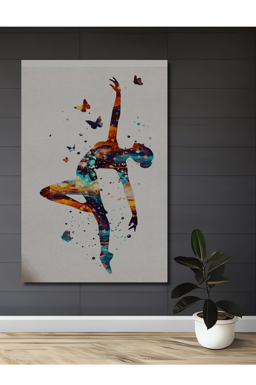 Dansçı Silüeti Renkli Soyut Sanat Dekoratif Ahşap Mdf Dikdörtgen Ev,İşyeri Duvar Tablo