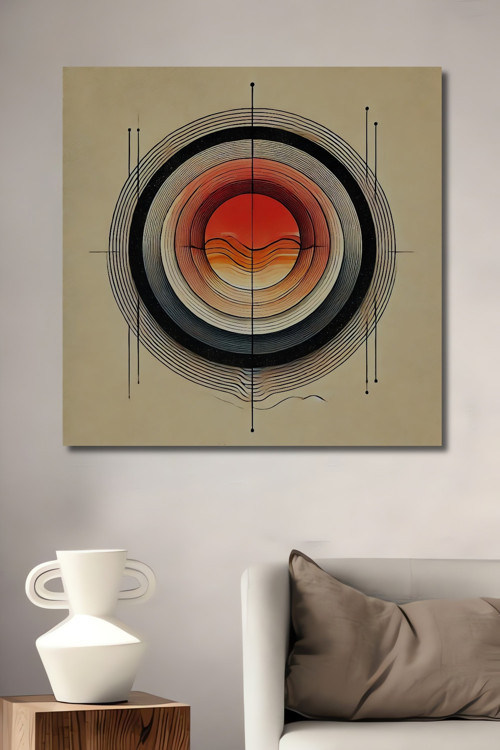 Dairesel Geometrik Soyut Sanat Ahşap Mdf Dekoratif Dikdörtgen Ev,İşyeri Duvar Tablo