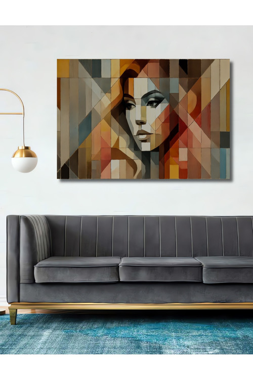 Soyut Portre Modern Sanat Dekoratif Ahşap Mdf Dikdörtgen Ev,İşyeri Duvar Tablo