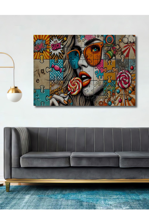Retro Pop Art Dekoratif Ahşap Mdf Dikdörtgen Ev,İşyeri Duvar Tablo