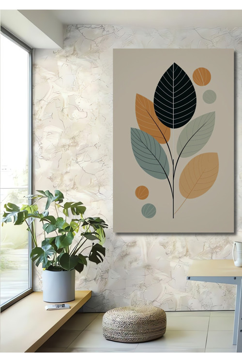 Minimalist Bitki Deseni Dekoratif Ahşap Mdf Dikdörtgen Ev,İşyeri Duvar Tablo