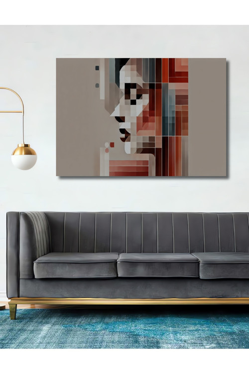 Modern Sanat Geometrik Portre Ahşap Mdf Dekoratif Dikdörtgen Ev,İşyeri Duvar Tablo