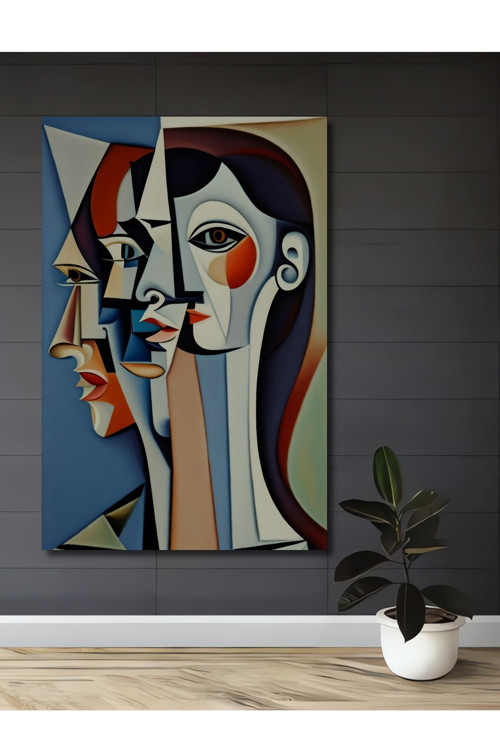 Pablo Picasso Soyut Sanat Yağlı Boya Görünümlü Ahşap Dekoratif Dikdörtgen Ev,İşyeri Duvar Tablo