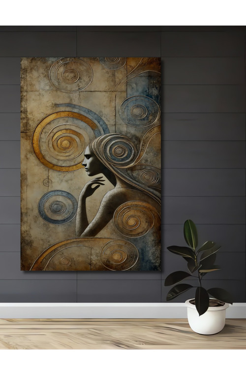 Spiral Figüratif Portre Soyut Sanat Ahşap Dekoratif Dikdörtgen Ev,İşyeri Duvar Tablo