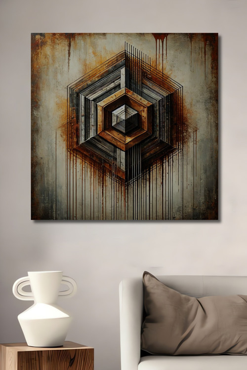 Ahşap Mdf Dekoratif Dikdörtgen Ev,İşyeri Duvar Tablo Geometrik Sanat Şıklığı