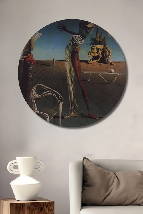 Sürrealizm Sanat Salvador Dali Dekoratif Ahşap Mdf Yuvarlak Ev,İşyeri Duvar Tablo