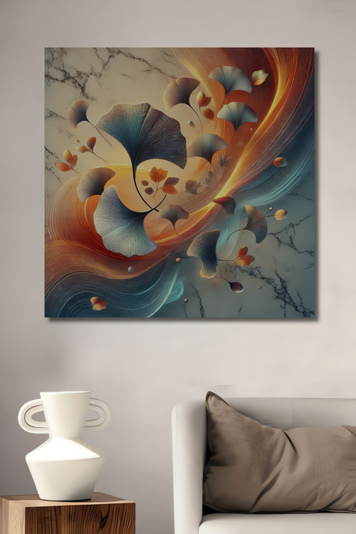 Gingko Yaprağı Soyut Sanat Ahşap Mdf Dekoratif Ev,İşyeri,Mutfak,Banyo Duvar Tablo