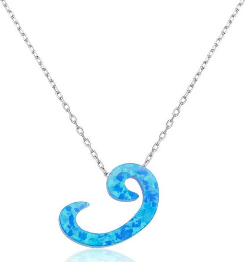 925 Ayar Gümüş Opal Taşlı Vav Kadın Gümüş Kolye