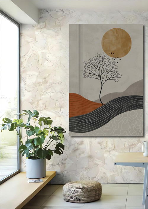 Minimalist Rüya Manzarası Ahşap Mdf Dekoratif Dikdörtgen Ev,İşyeri Duvar Tablo