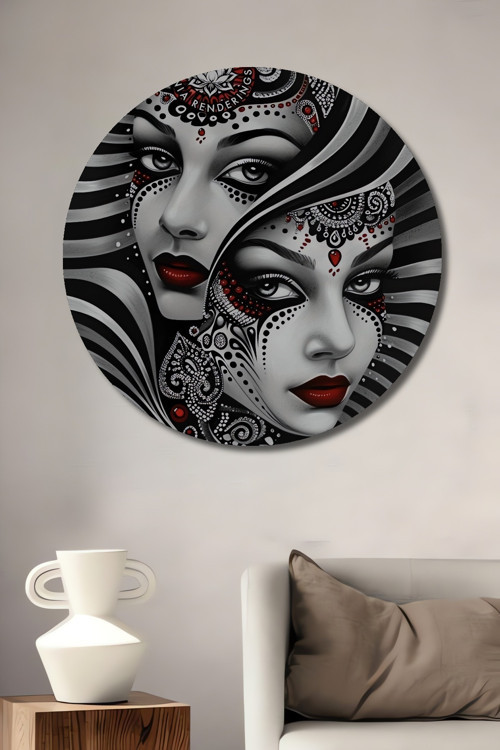 Büyüleyici Siyah Beyaz Modern Sanat Ahşap Dekoratif Yuvarlak Ev,İşyeri Duvar Tablo