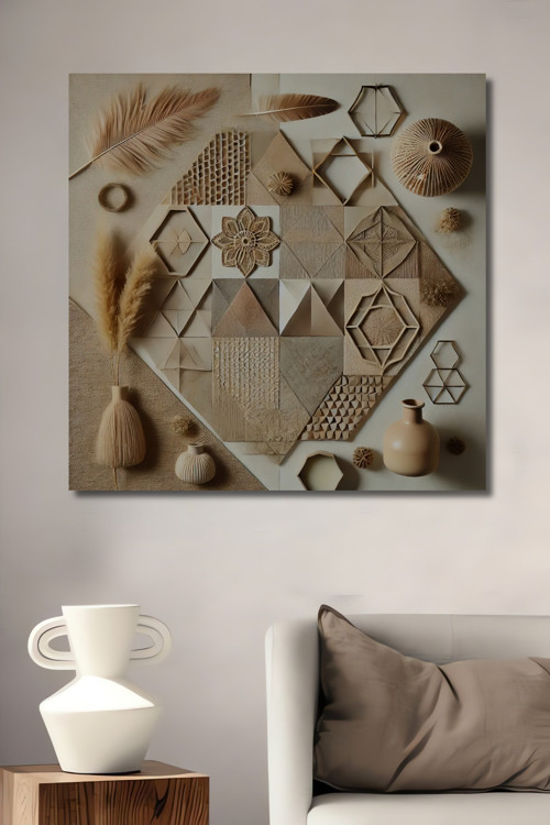 Geometrik Formlar Ahşap Mdf Dekoratif Dikdörtgen Ev,İşyeri Duvar Tablo
