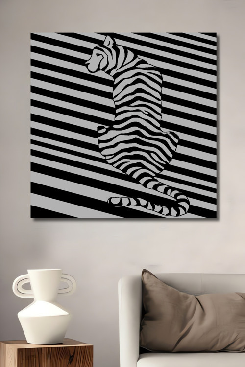 Zebra Desenli Modern Ahşap Mdf Dikdörtgen Ev,İşyeri Duvar Tablo