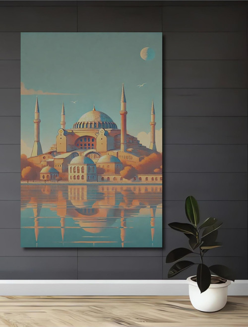 Ayasofya Camii Sanat Görünümlü Ahşap Mdf Dekoratif Dikdörtgen Ev,İşyeri Duvar Tablo