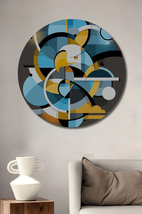 Modern Soyut Geometrik Ahşap Mdf Dekoratif Yuvarlak Ev,İşyeri Duvar Tablo