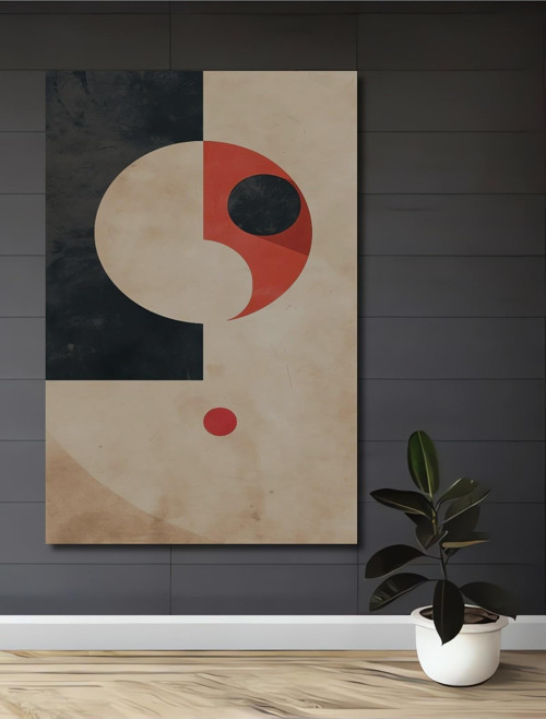 Yin Yang Geometrik Soyut Ahşap Mdf Dikdörtgen Ev,İşyeri Duvar Tablo