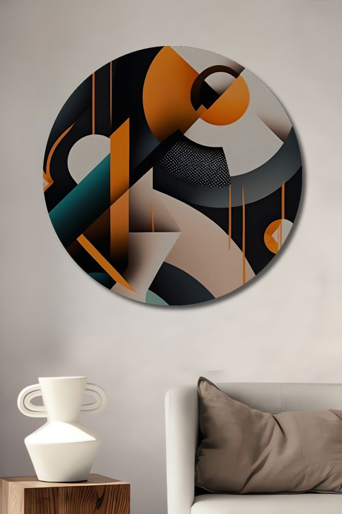 Modern Geometrik Sanat Dekoratif Ahşap Mdf Yuvarlak Ev,İşyeri Duvar Tablo