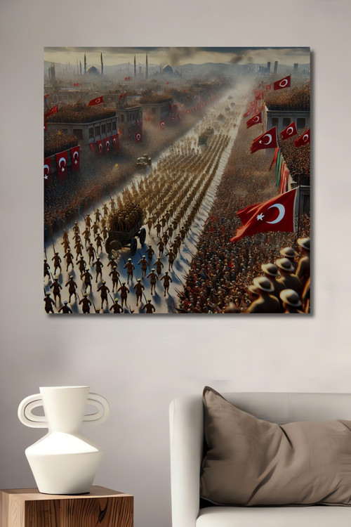 Türk Ordusu Geçit Töreni Dekoratif Ahşap Mdf Dikdörtgen Ev,İşyeri Duvar Tablo