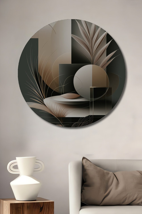 Minimalist Doğa Geometrik Ahşap Mdf Dekoratif Yuvarlak Ev,İşyeri Duvar Tablo