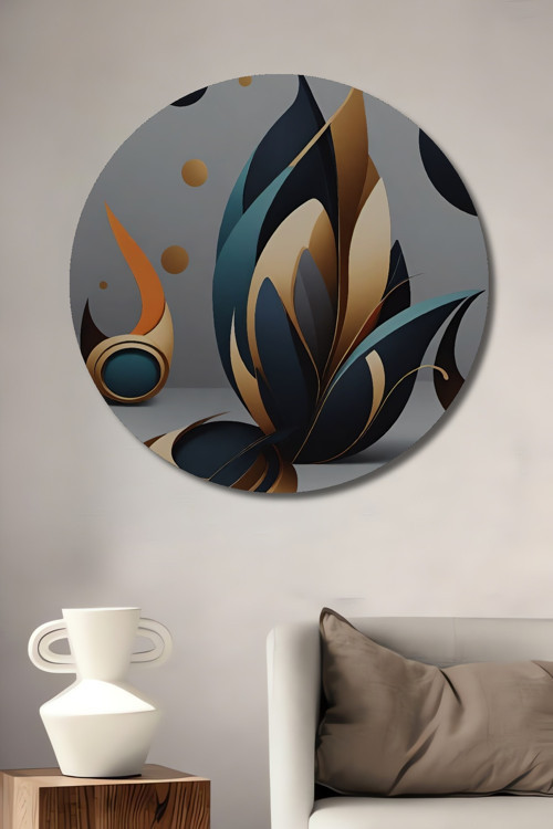 Modern Sanat Abstrakt Desen Dekoratif Ahşap Mdf Yuvarlak Ev,İşyeri Duvar Tablo