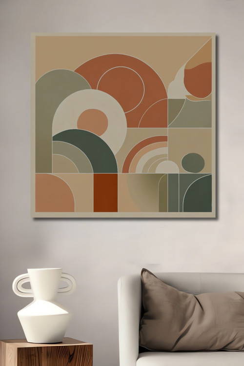 Retro Geometrik Desen Ahşap Mdf Dekoratif Dikdörtgen Ev,İşyeri Duvar Tablo