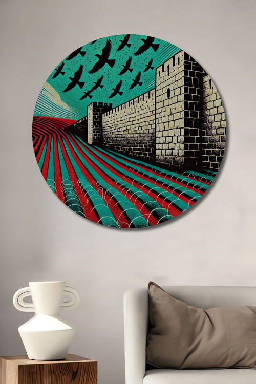 Kale Kuşlar Modern Sanat Ahşap Mdf Dekoratif Yuvarlak Ev,İşyeri Duvar Tablo