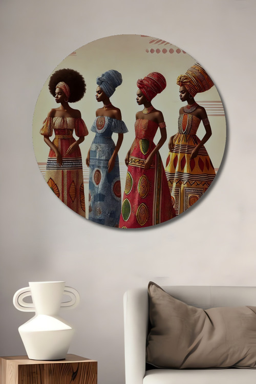 Afrika Kültürü Modern Sanat Ahşap Mdf Dekoratif Yuvarlak Ev,İşyeri Duvar Tablo