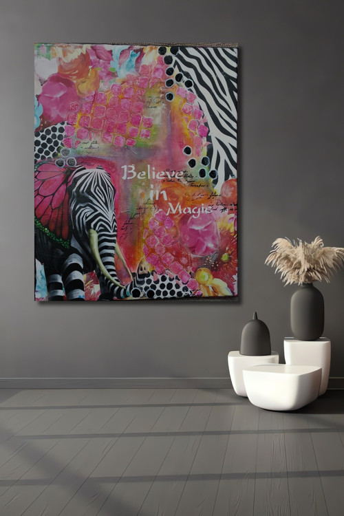 Renkli Zebra Modern Sanat Ahşap Mdf Dekoratif Dikdörtgen Ev,İşyeri Duvar Tablo