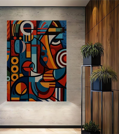 Renkli Soyut Sanat Ahşap Mdf Dekoratif Dikdörtgen Ev,İşyeri Duvar Tablo