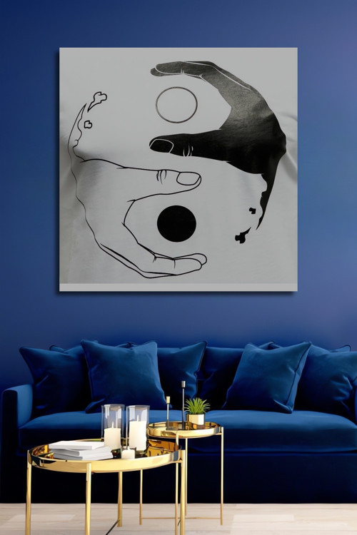 Yin Yang Eller Minimalist Ahşap Mdf Dekoratif Dikdörtgen Ev,İşyeri Duvar Tablo