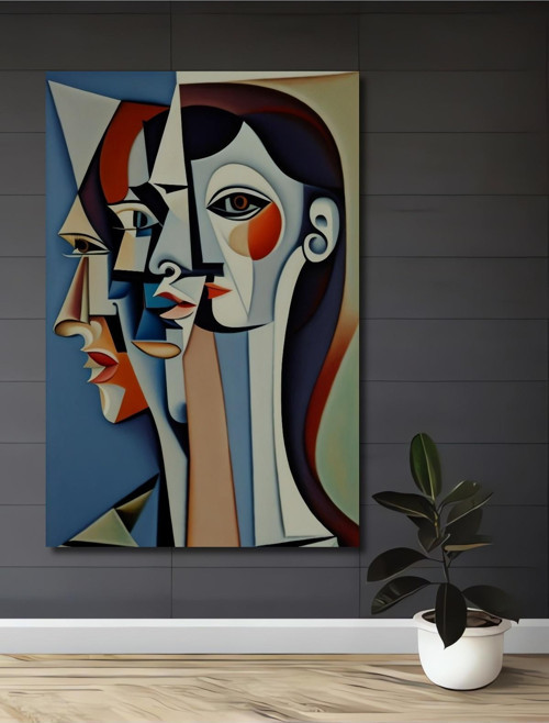 Pablo Picasso Soyut Sanat Yağlı Boya Görünümlü Ahşap Dekoratif Dikdörtgen Ev,İşyeri Duvar Tablo