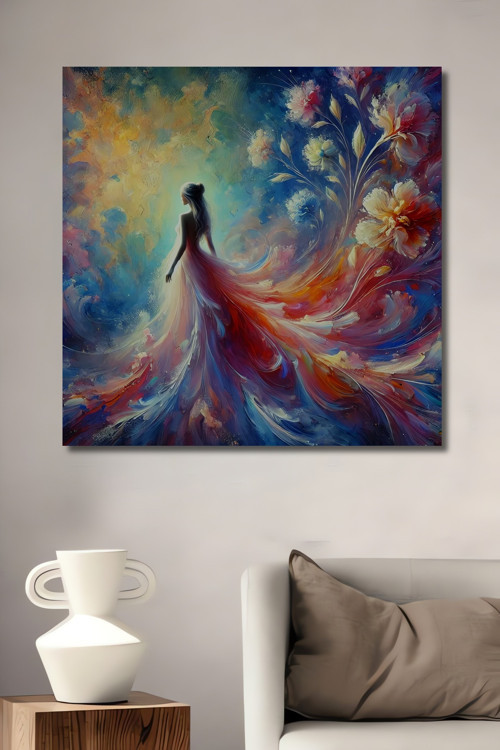 Büyülü Çiçekler Rüya Ahşap Mdf Dekoratif Dikdörtgen Ev,İşyeri Duvar Tablo