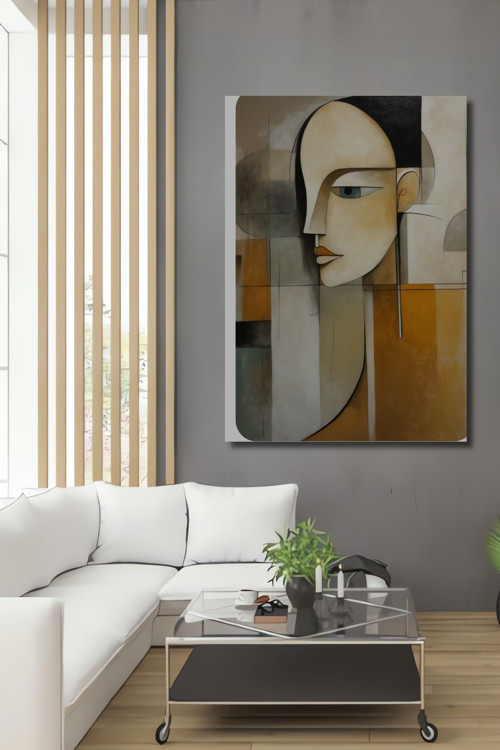 Soyut Yüz Figürü Modern Sanat Ahşap Mdf Dekoratif Dikdörtgen Ev,İşyeri Duvar Tablo