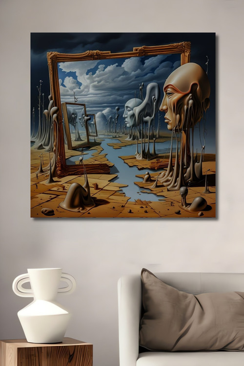 Rüya Gibi Salvador Dali Tarzı Modern Sanat Ahşap Dekoratif Dikdörtgen Ev,İşyeri Duvar Tablo
