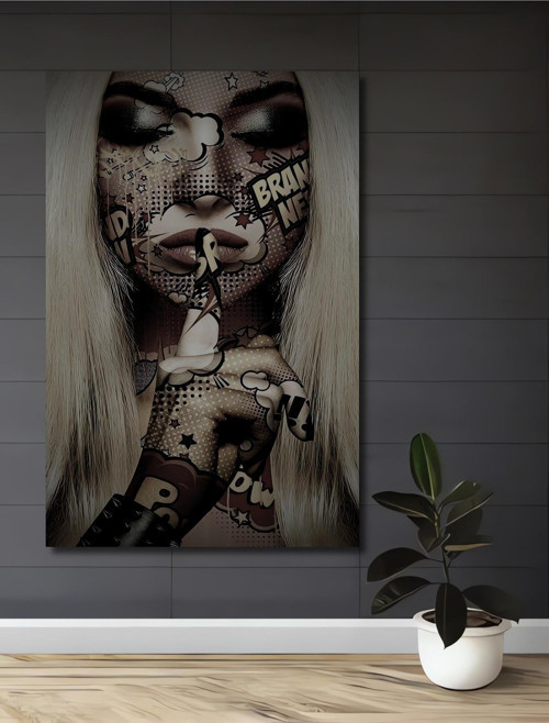 Pop Art Yüz Portresi Dekoratif Ahşap Mdf Dikdörtgen Ev,İşyeri Duvar Tablo