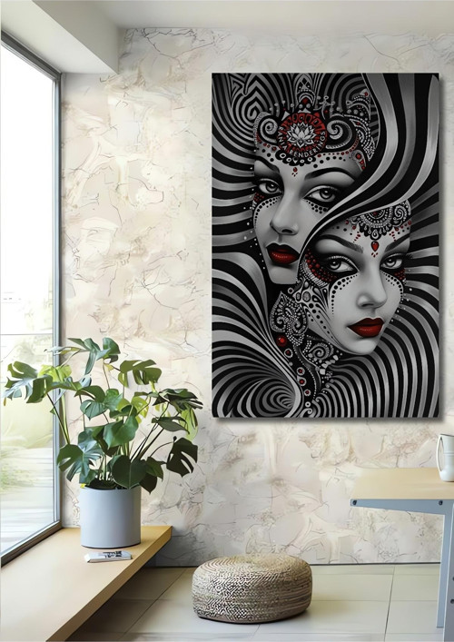 Büyüleyici Siyah Beyaz Modern Sanat Ahşap Dekoratif Dikdörtgen Ev,İşyeri Duvar Tablo