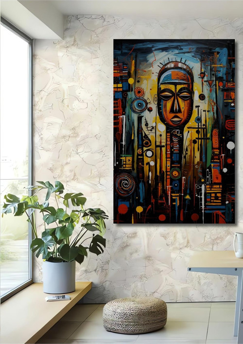 Afrika Maskesi Soyut Sanat Ahşap Mdf Dekoratif Dikdörtgen Ev,İşyeri Duvar Tablo