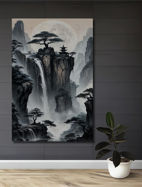 Mistikal Doğa Manzarası Ahşap Mdf Dekoratif Dikdörtgen Ev,İşyeri Duvar Tablo