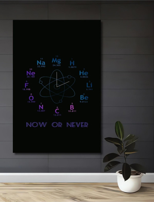 Kimyasal Element Saat Yapılışı Dekoratif Ahşap Mdf Dikdörtgen Ev,İşyeri Duvar Tablo