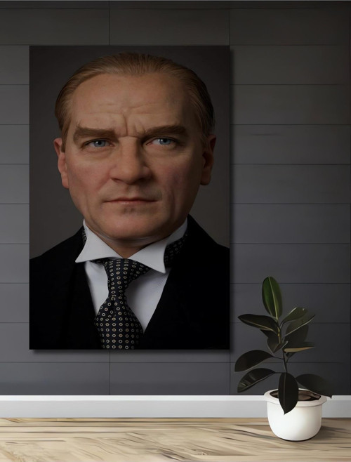Atatürk Portresi Dekoratif Ahşap Mdf Dikdörtgen Ev,İşyeri Duvar Tablo