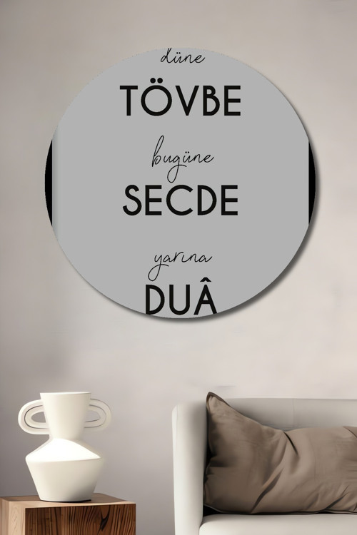 Dine Tövbeye Secde Duaya Dekoratif Ahşap Mdf Yuvarlak Ev,İş Yeri Duvar Tablo