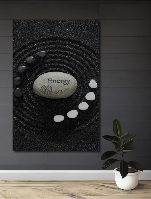 Zen Bahçesi Enerji Taşı Ahşap Mdf Dekoratif Dikdörtgen Ev,İşyeri Duvar Tablo