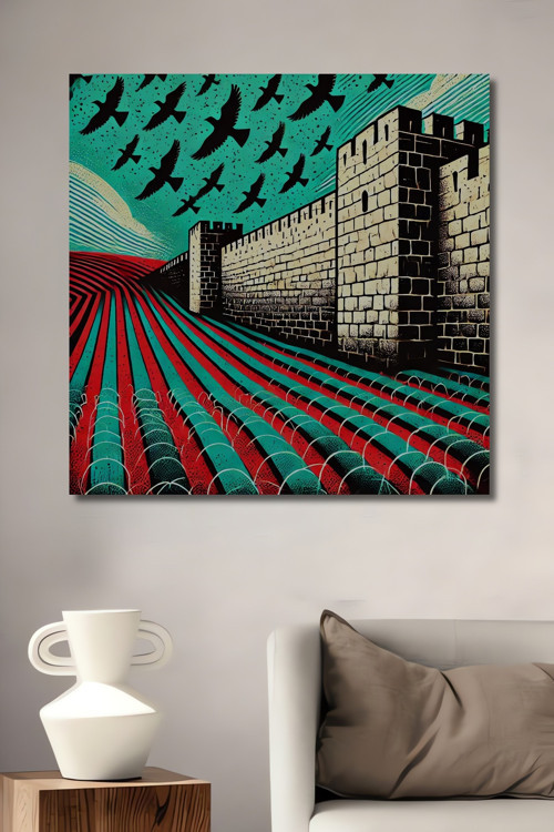 Kale Kuşlar Modern Sanat Ahşap Mdf Dekoratif Dikdörtgen Ev,İşyeri Duvar Tablo