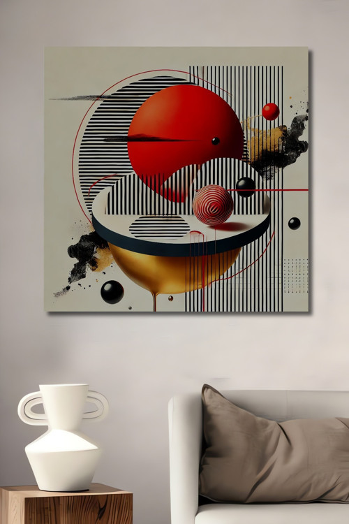 Geometrik Modern Sanat Görünümlü Dekoratif Ahşap Mdf Dikdörtgen Ev,İşyeri Duvar Tablo