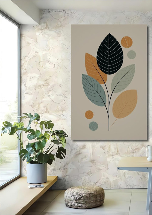 Minimalist Bitki Deseni Dekoratif Ahşap Mdf Dikdörtgen Ev,İşyeri Duvar Tablo