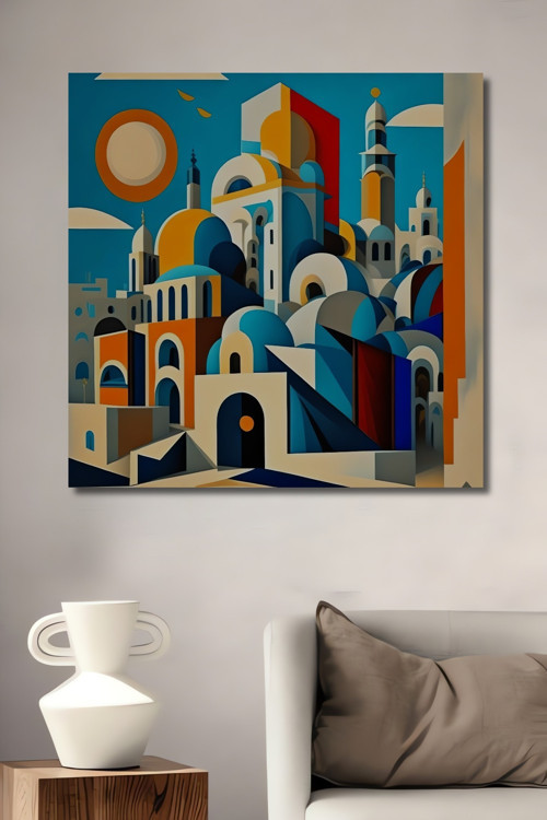 Modern Kent Soyut Sanat Ahşap Mdf Dekoratif Dikdörtgen Ev,İşyeri Duvar Tablo