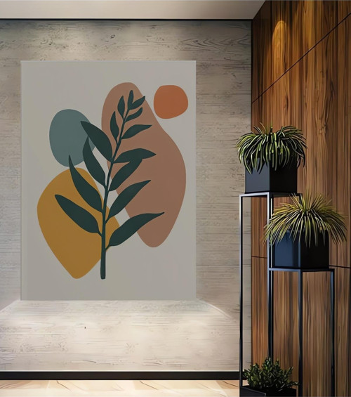 Modern Minimalist Yaprak Tasarımı Dekoratif Ahşap Mdf Dikdörtgen Ev,İşyeri Duvar Tablo