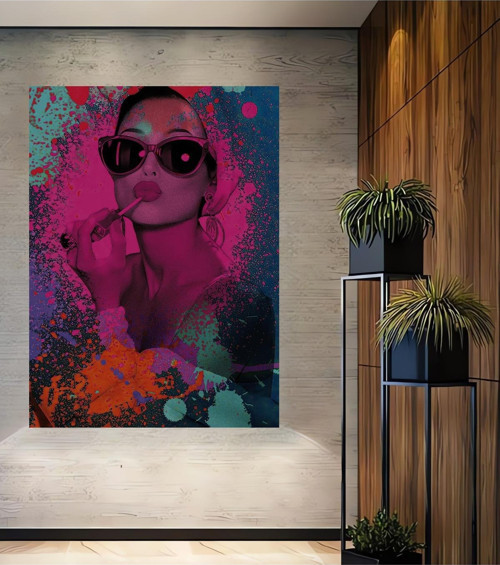 Pop Art İkonik Kadın Portresi Ahşap Mdf Dekoratif Dikdörtgen Ev,İşyeri Duvar Tablo