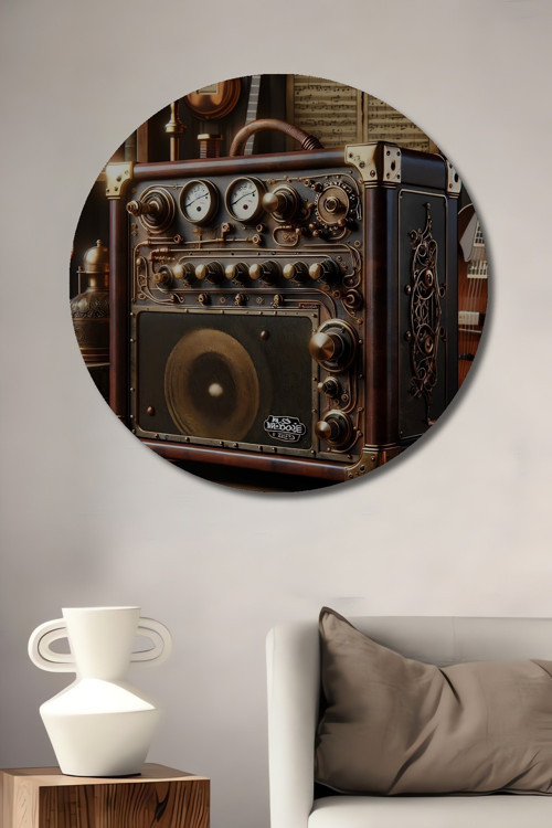 Steampunk Tarzı Dekoratif Ahşap Mdf Yuvarlak Ev,İşyeri Duvar Tablo