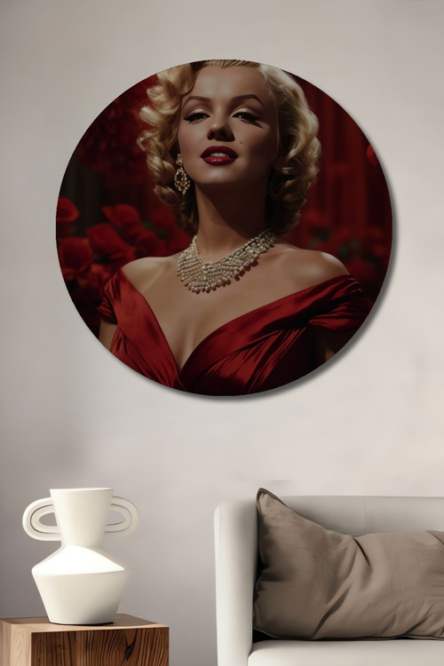 Marilyn Monroe Klasik Ahşap Mdf Dekoratif Yuvarlak Ev,İşyeri Duvar Tablo