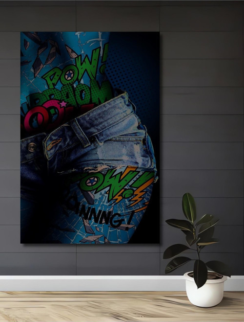 Pop Art Stilinde Çizgi Roman Temalı Dekoratif Ahşap Dikdörtgen Ev,İşyeri Duvar Tablo